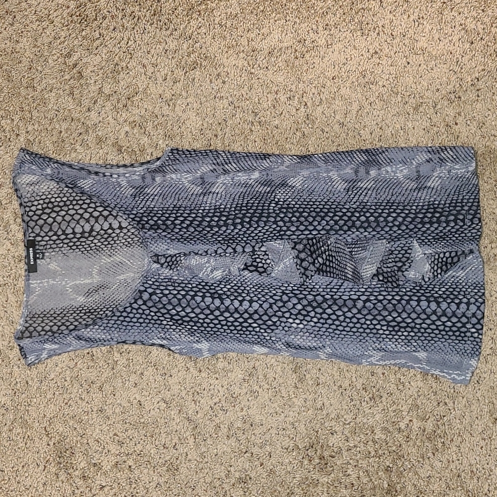 Express Snakeskin Print Sleeveless Ruffle Tank - Picture 1 of 8